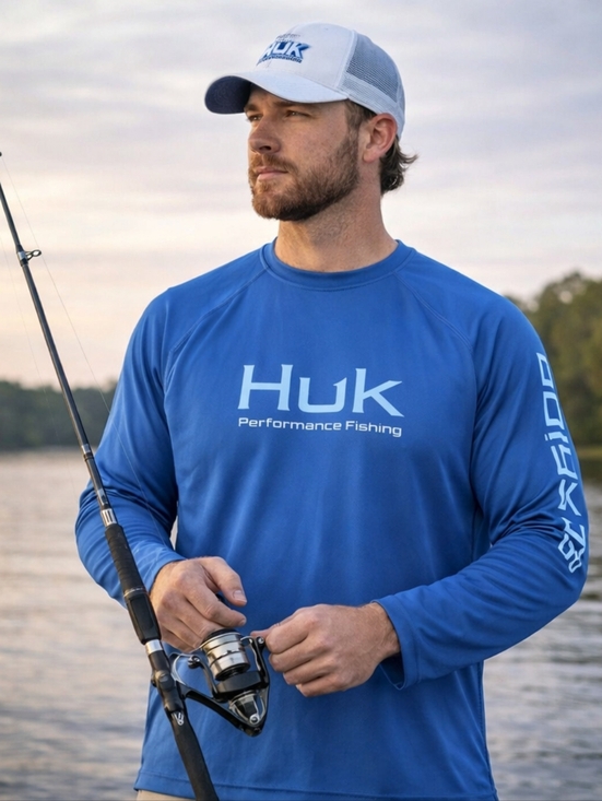 Huk Other - Huk Performance Fishing Long Sleeve Shirt Men's Large Blue Polyester